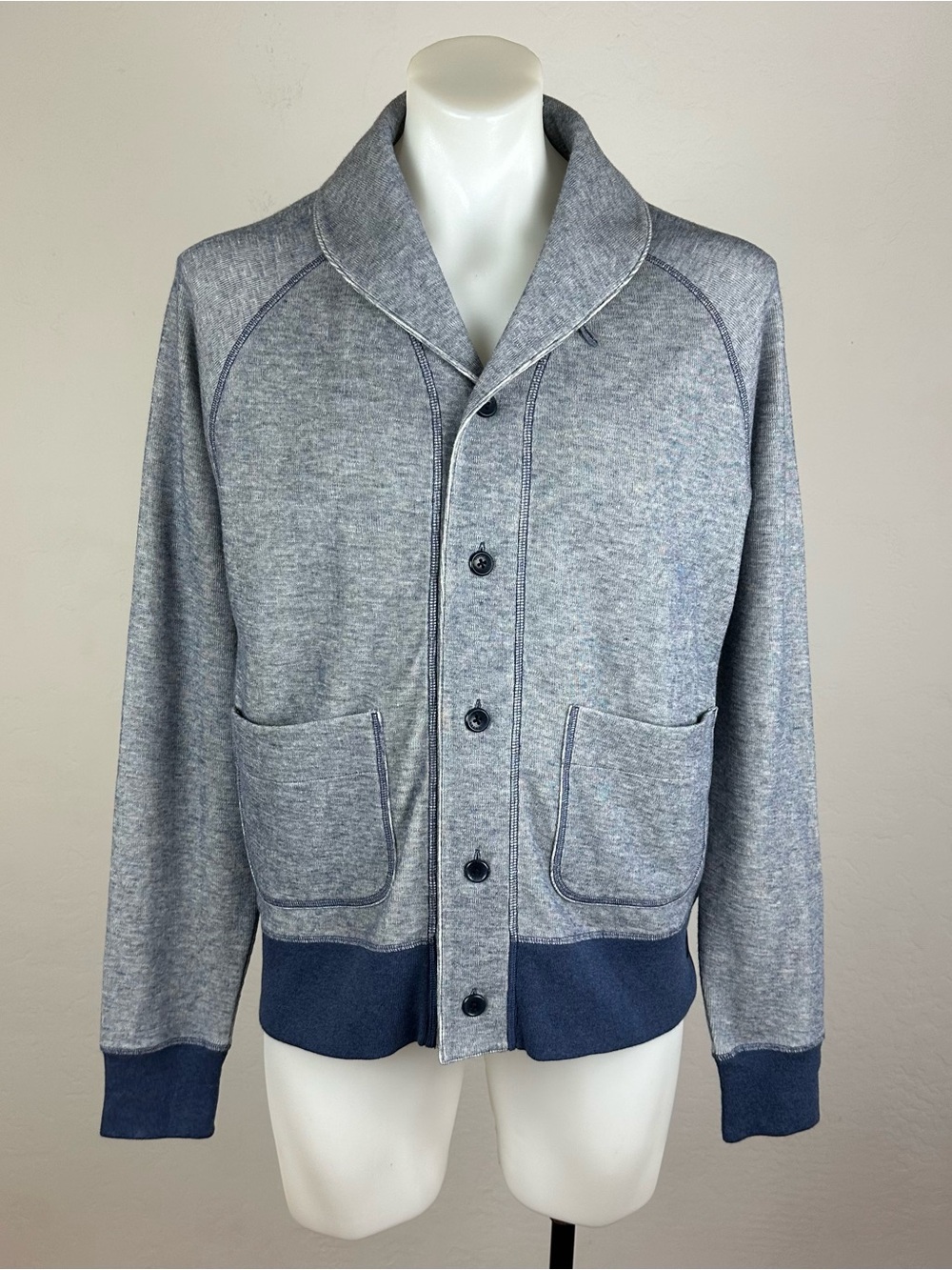 Good Man Brand Shawl Collar Cardigan with Navy Trim